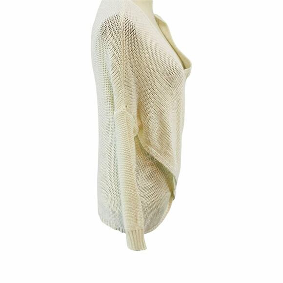 Lord & Taylor Design Lab Sweater Faux Wrap Cream Loop Knit Womens Small - Picture 3 of 7